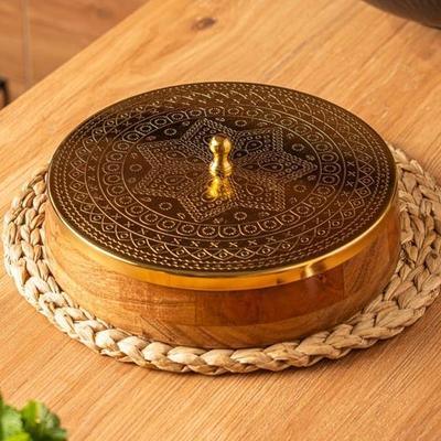24,5 см Коробка для специй для кухни с ложкой 7 съемных контейнеров, Дерево акации 120 мл Контейнер для хранения Масала Дани для подарка