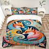 3pcs bedding set Foxes, Floral Includes 1 Comforter + 2 Pillowcases, Without Pillow Inserts, Soft Comfortable, Lightweight Breathable032
