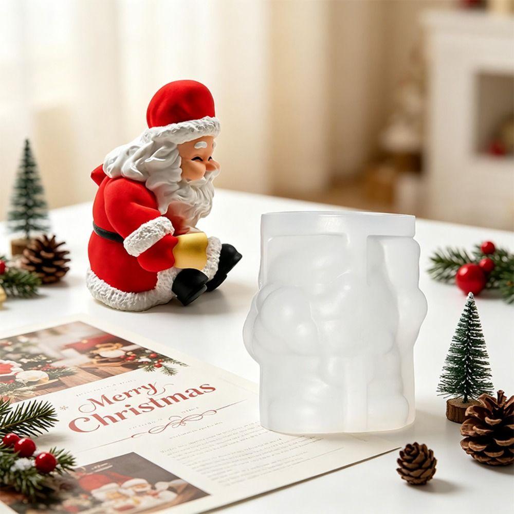 3D Bearded Santa Claus Silicone Chocolate Mold Opened Top Baking Mold  Holiday Tabletop Display