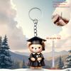 2D Acrylic Flat Graduation Bear Keychain Set Cartoon Decorative Keys with Tassels, Perfect for Fans and Students, Graduation Gift Idea