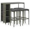 Day and Night - Day and Night 5-piece Garden Bar Set and Gray Synthetic Rattan Cushions