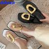 Fashion New In 2025 Luxury Women Slippers Summer Beach Fashion Metal Flip Flops Female Slides Slippers Ladies Flats Sandals Shoes