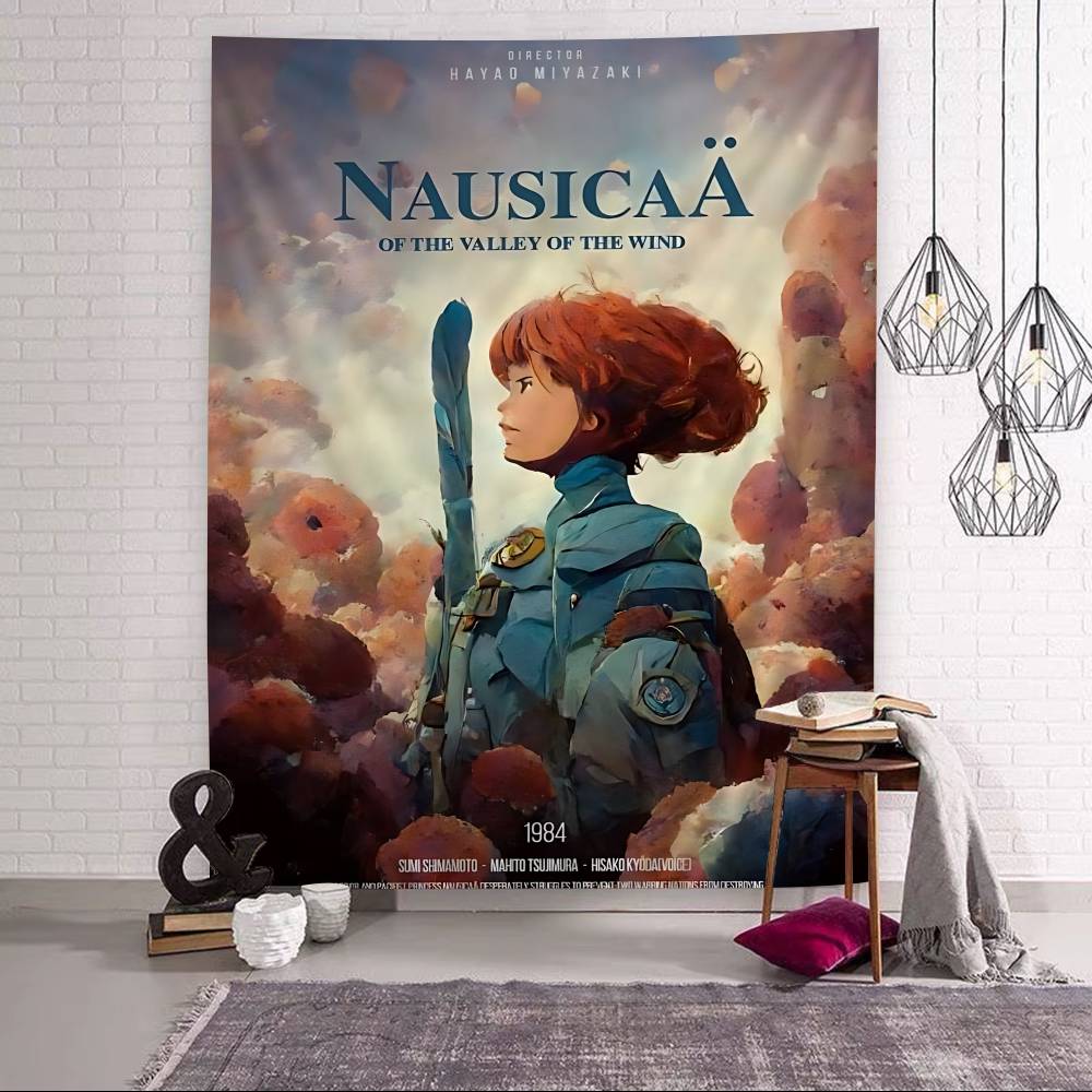 1PC Nausicaa Of The Valley Of The Wind Tapestry Art Printing Japanese Wall Tapestry Anime Wall Hanging Home Decor
