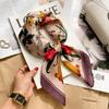 Luxury Silk Feeling Square Scarf Women 2024 Print Satin Neckerchief Spring Hair Band Foulard Bandana Echarpe Tie Shawl Wraps