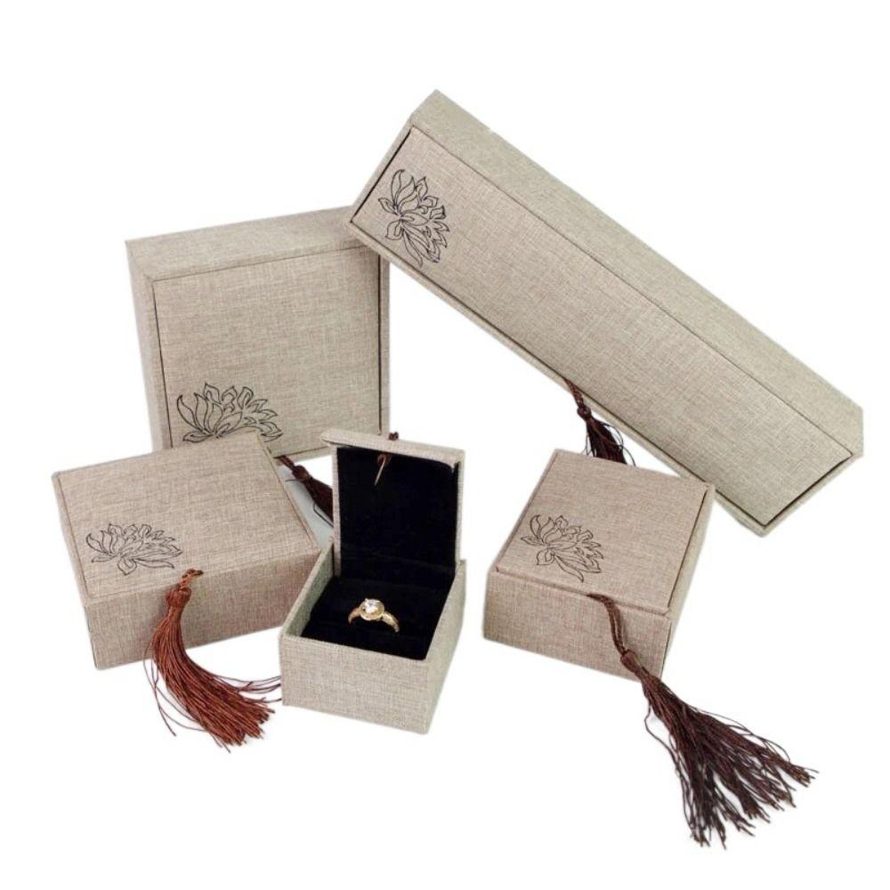 Коробка для демонстрации китайских ювелирных изделий Hanmade, прямоугольная, из ткани, для хранения ожерелий, для мужчин