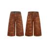 Unisex Wide Leg Cropped Denim Pants American Style Crocodile Print Casual Loose Fit