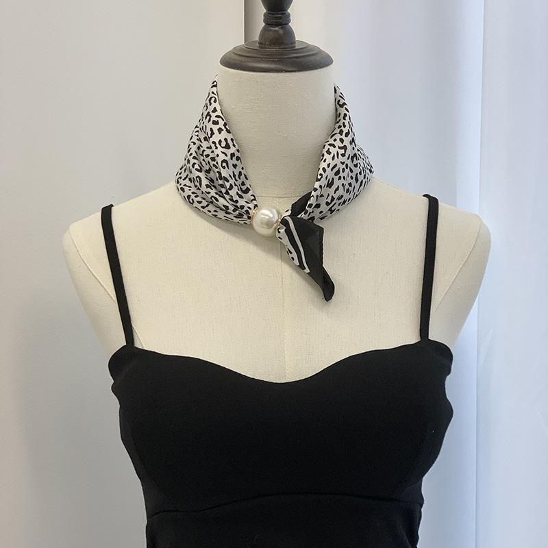 Шелковый шарф новое жемчужное ожерелье весенне-летний тонкий магнитная застежка ленивый шелковый шарф женский шарф-подвеска цепочка на ключицу