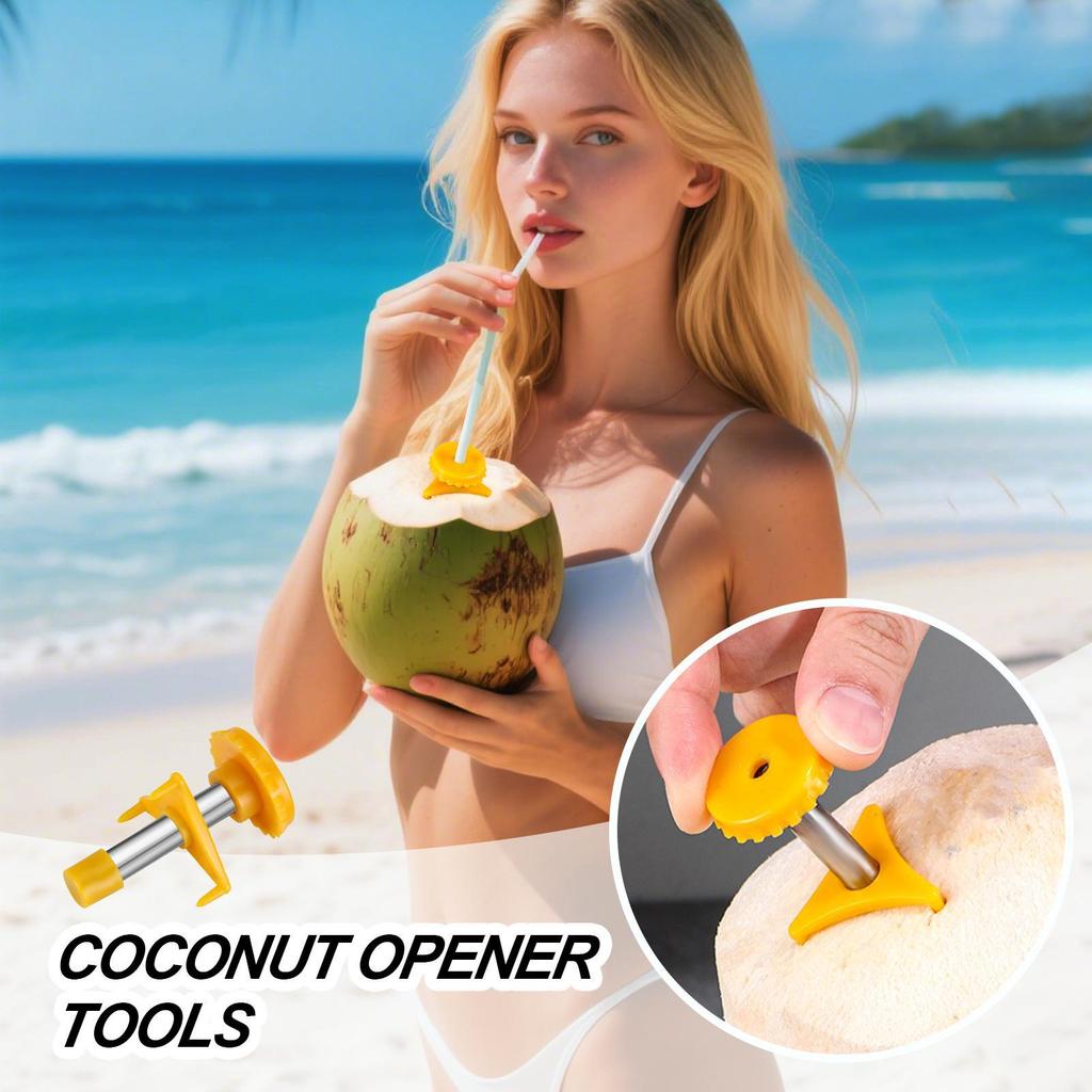 Coco Opener Coco Cutter Tool To Open Stainless Steel Hole Puncher Equipment With Protective Case For Women Home Cooks Seniors