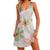 Women's Casual V Neck Floral Print Dress With Pockets Beach Dress