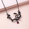 European and American Retro Snake Element Pendant Necklace, Exaggerated Black Snake Animal Zodiac Necklace Collarbone Chain