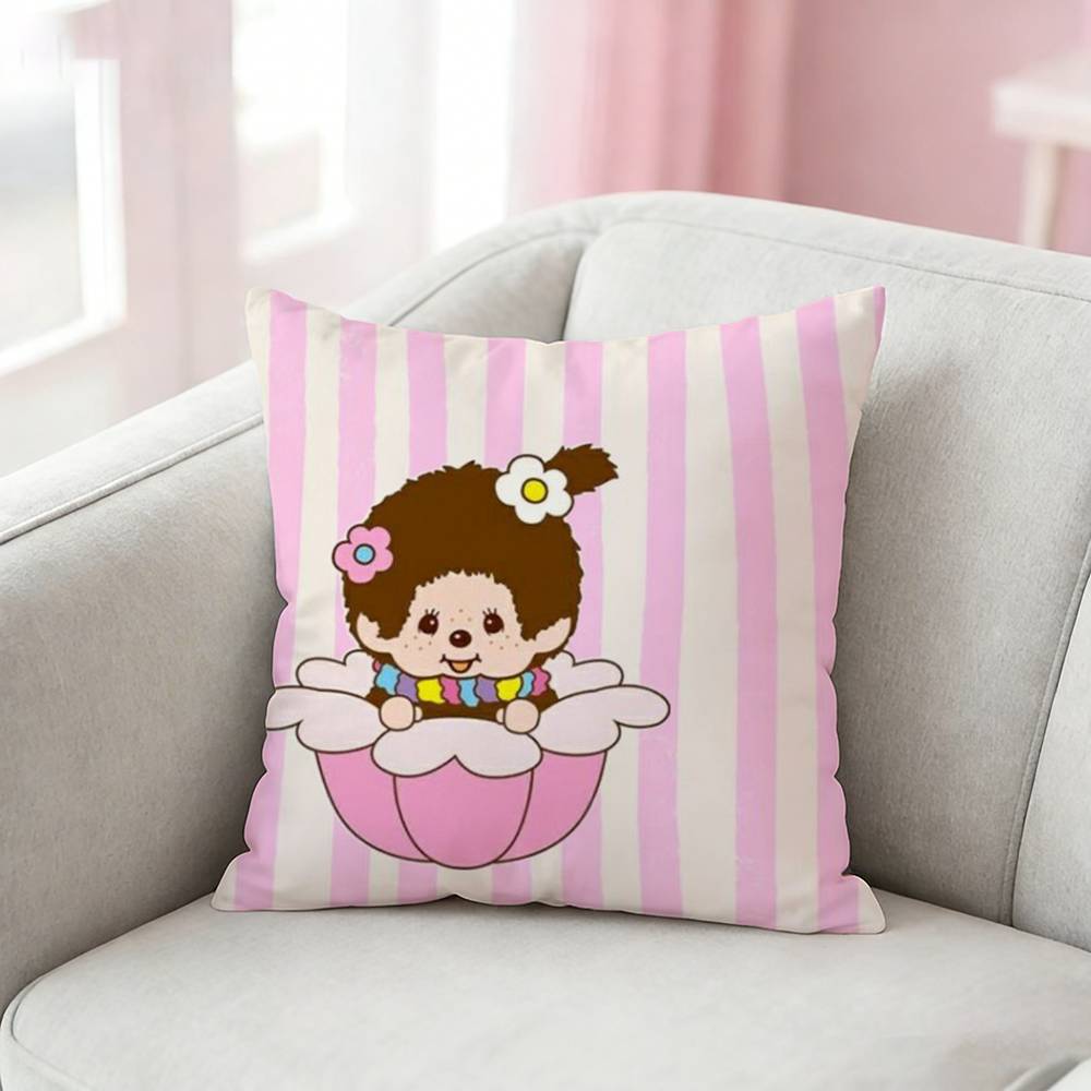 Cute MMonchhichi Pillow Case Pattern Printed Pillowcase For Living Room Sofa Cushion Cover