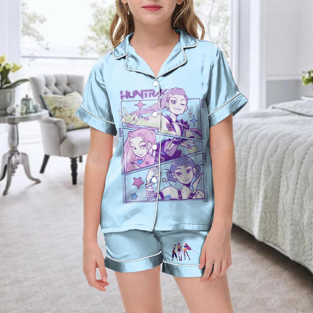 Детская домашняя одежда Пижамный комплект Топ с коротким рукавом Шорты Комплект из двух предметов Верхняя одежда Игровой кардиган Одежда