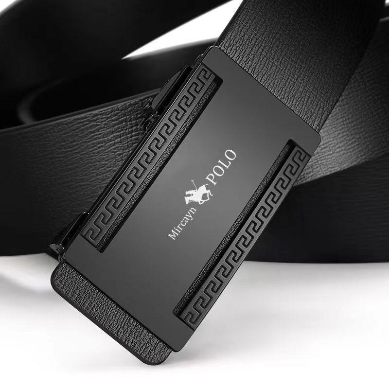 Мужской кожаный ремень с автоматической пряжкой из натуральной воловьей кожи для молодежи, повседневный индивидуальный корейский вариант трендового брючного ремня