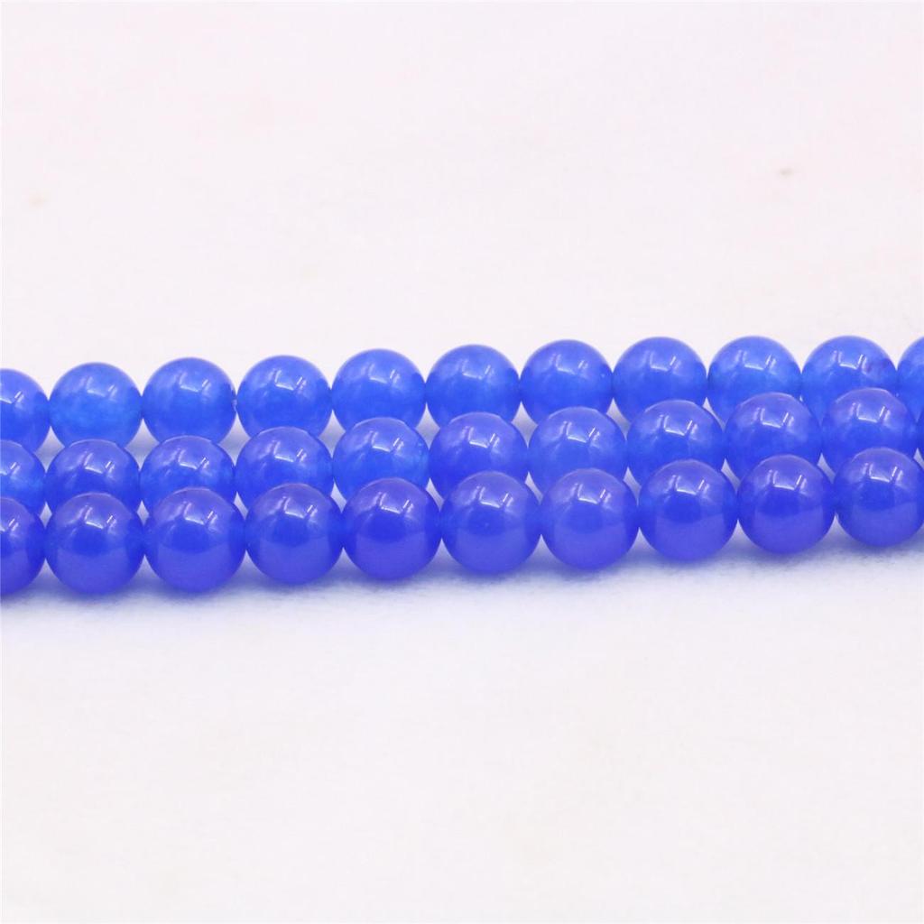 10 мм круглые синие нефритовые халцедоновые бусины из натурального камня, аксессуары для женщин и девочек, детали «сделай сам», ручная работа, модное изготовление ювелирных изделий