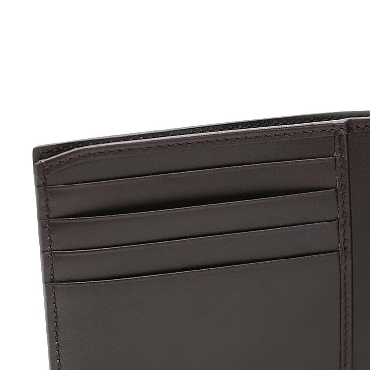 Gucci Silver Label Double G Logo Embossed Leather Short Bi-Fold Wallet Men wallet Dark-Brown 473916-CWC1N-2140