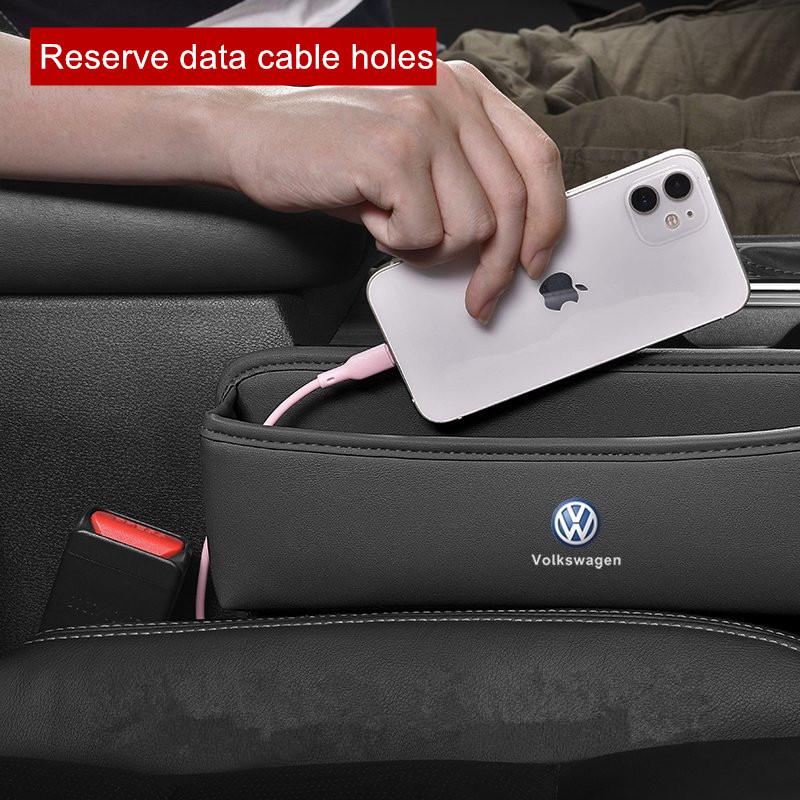 Hub Caps Car Seat Gap Organizer Leather Storage Box Interior Accessories For VW Volkswagen Golf Polo Passat Tiguan Touran Jetta EA1