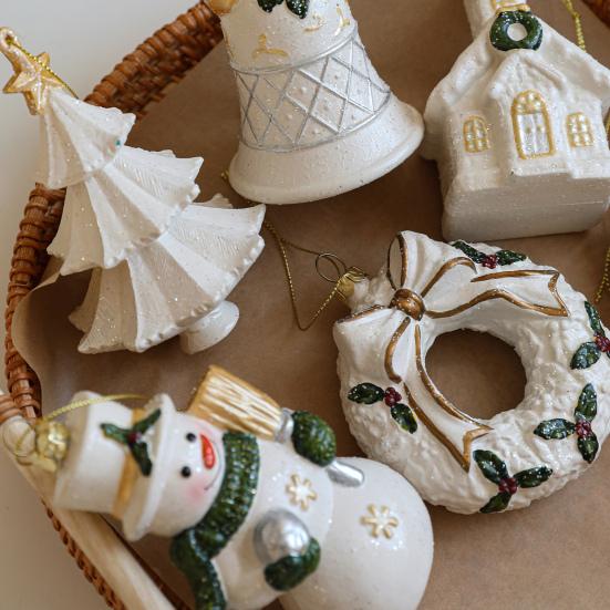 Рождественские украшения Белый пластиковый шар/снеговик/колокольчик/снежинка/щелкунчик Украшение на рождественскую елку для рождественского домашнего декора