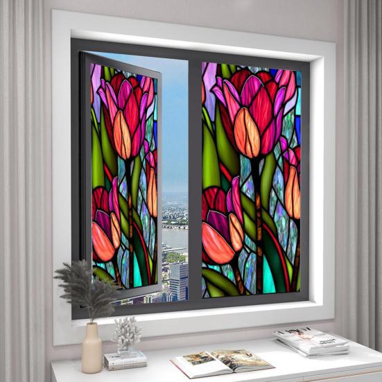 Стеклянная пленка, простая в установке, защита от ультрафиолета, винтажная наклейка на стеклянное окно, украшение для дома