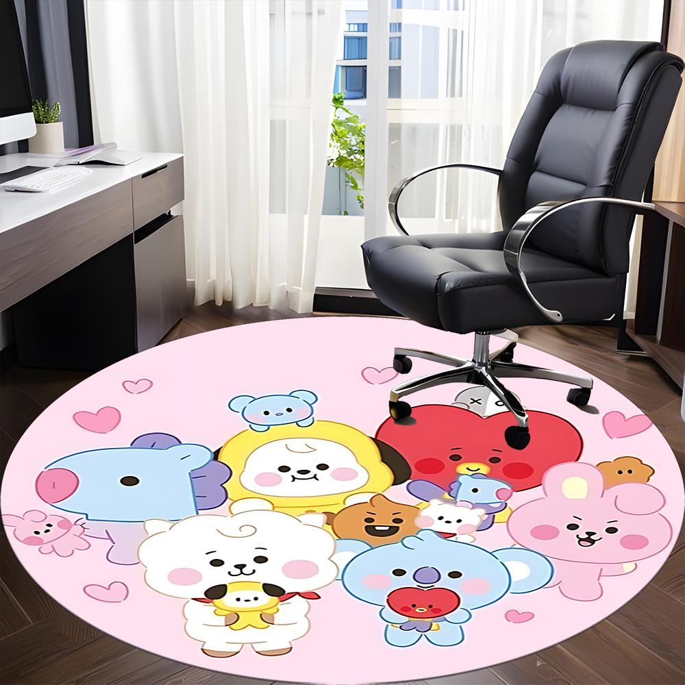 1 шт. Круглый коврик BT21 для офиса, Нескользящий, Мягкий и прочный офисный коврик для декора интерьера, Идеально подходит для офиса yy250915101