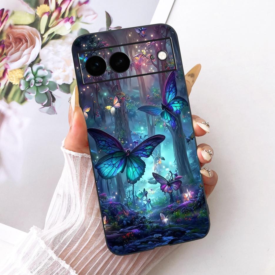 For Google Pixel 7A Case Pixel7 Pro Luxury Flower Butterfly Painted Cover Soft Silicone Case For Google Pixel 7 Pro Pixel7A Bags