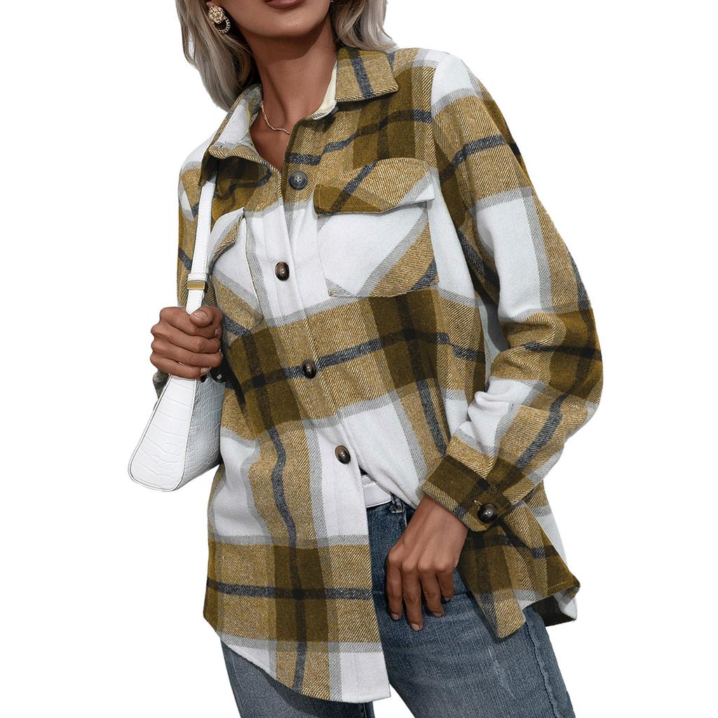 Женские фланелевые рубашки в клетку с длинными рукавами, топы на пуговицах стандартной посадки, осенняя уличная одежда