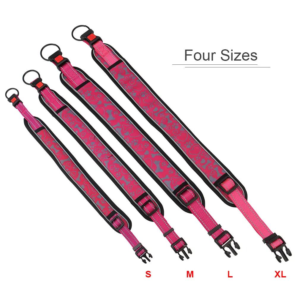 Светоотражающий ошейник для собак с мягкой подкладкой, дышащий нейлон, регулируемые ошейники для домашних животных для девочек, мужчин, женщин, маленьких, средних и больших собак, дрессировка