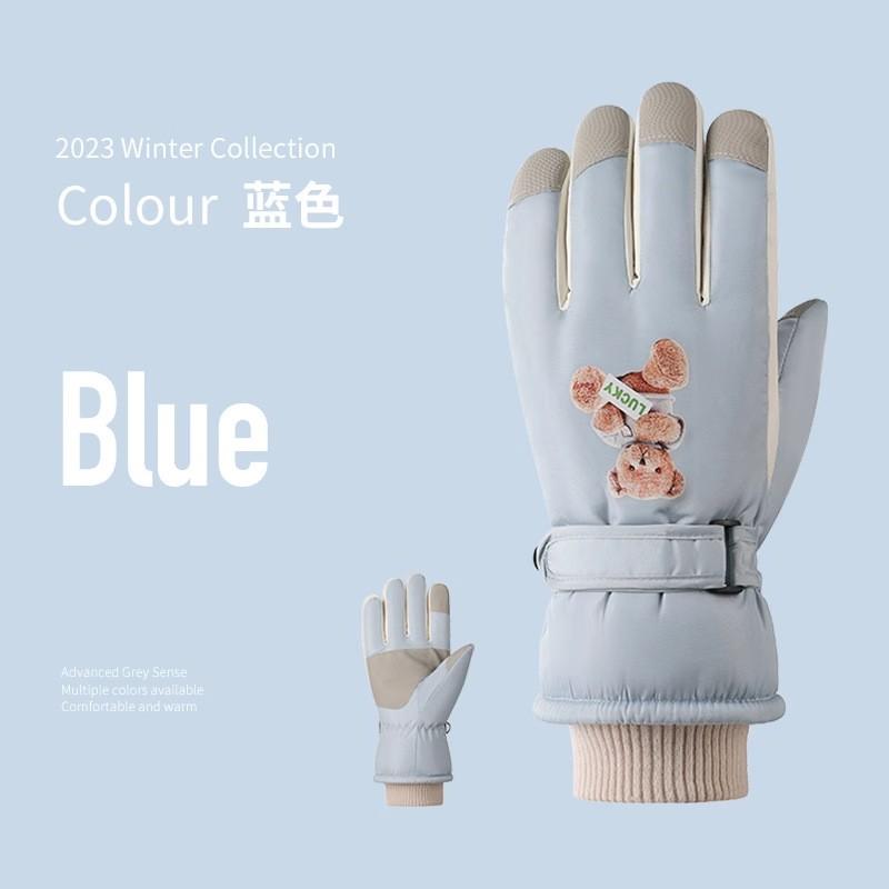 Womens Winter Ski Gloves Original Design Thick Fleece Lined Waterproof Outdoor Cycling Warm Non-Slip Windproof Touchscreen