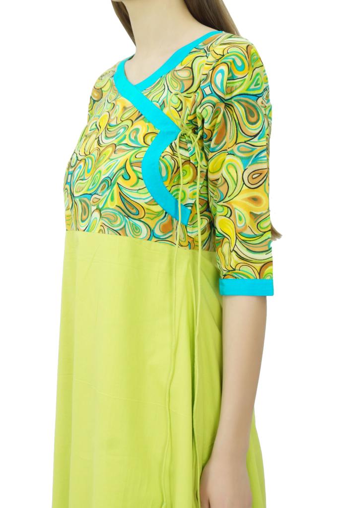 Phagun Эксклюзивное печатное хлопковое курти в стиле ангракха, женское этническое индийское платье, дизайнерская праздничная одежда