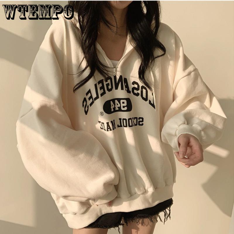 Zipper Hooded Sweater Women's Autumn and Winter Models Plus Down Thick Section Thin Section Spring and Autumn Loose Oversize Tops