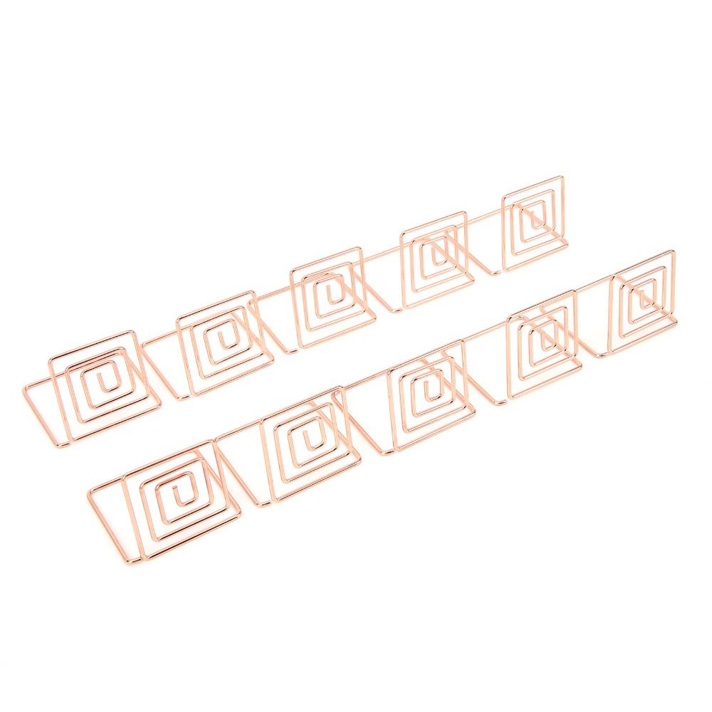 10Pcs Square Table Number Holders Silver/ Rose Gold/ Gold Business Card Organizer Desktop Display