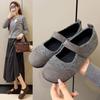 Ретро туфли Мэри Джейн на липучке Женские 2025 Осень Новые Однопедальные С мелким вырезом На плоской подошве Одинарные туфли Мягкая подошва Туфли Дуду