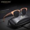 Kingseven Ретро Модные Квадратные Деревянные Солнцезащитные Очки Унисекс Поляризационные Очки UV400 Для Активного Отдыха и Спорта