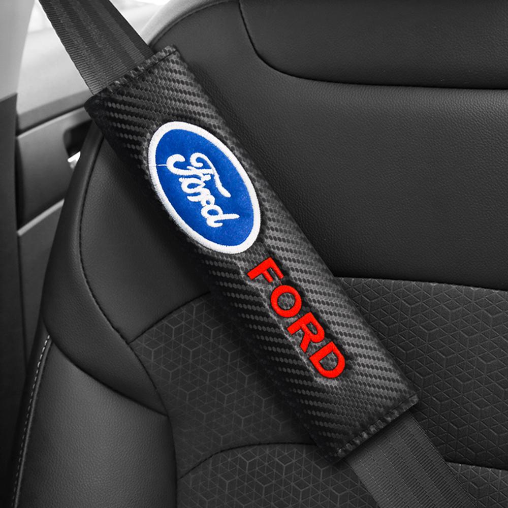 2Pcs PU Leather Car Seat Belts Cover Universal Auto Interior Decor Shoulder Protection For Ford Focus mk2 mk3 Fiesta mk7 Ranger HNQJR1