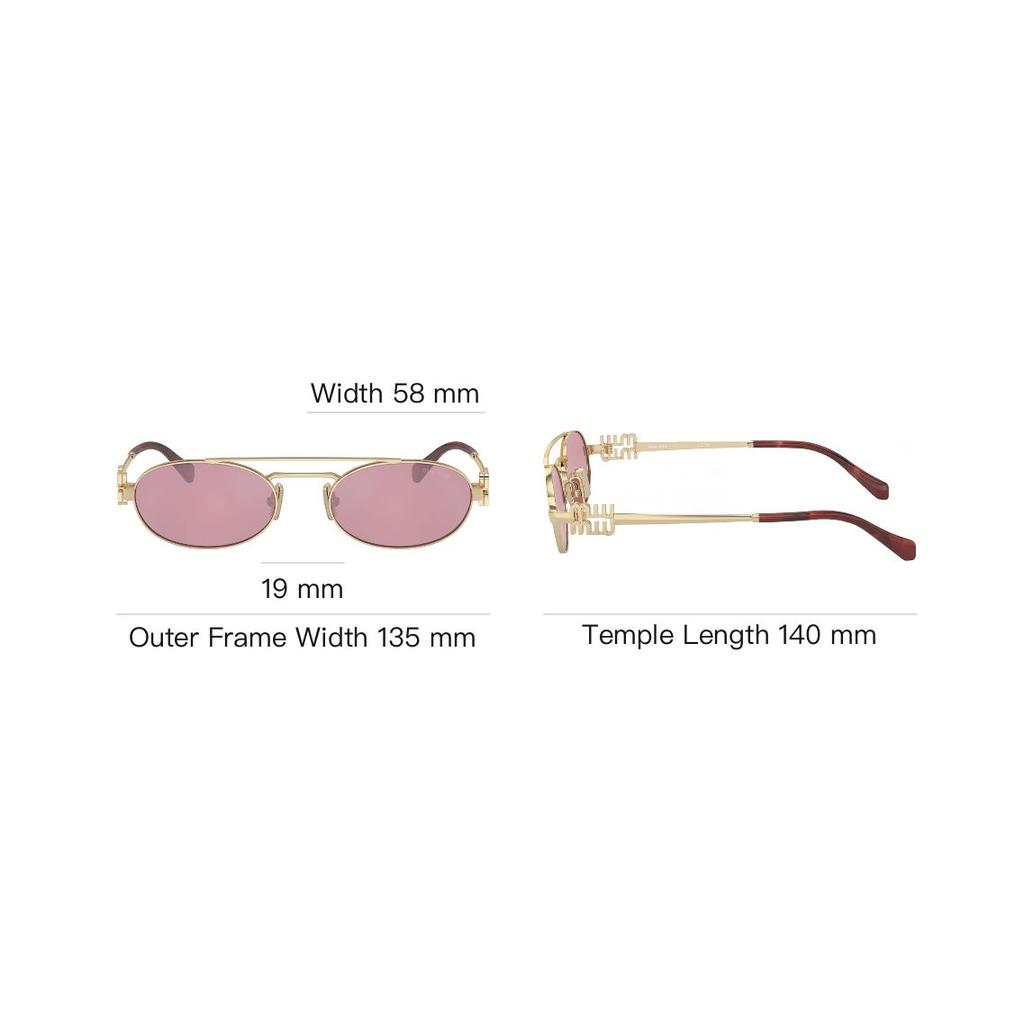 Miu Miu Hollow Logo Metal Oval Sunglasses Men sunglasses Gold MU54ZSZVN50D