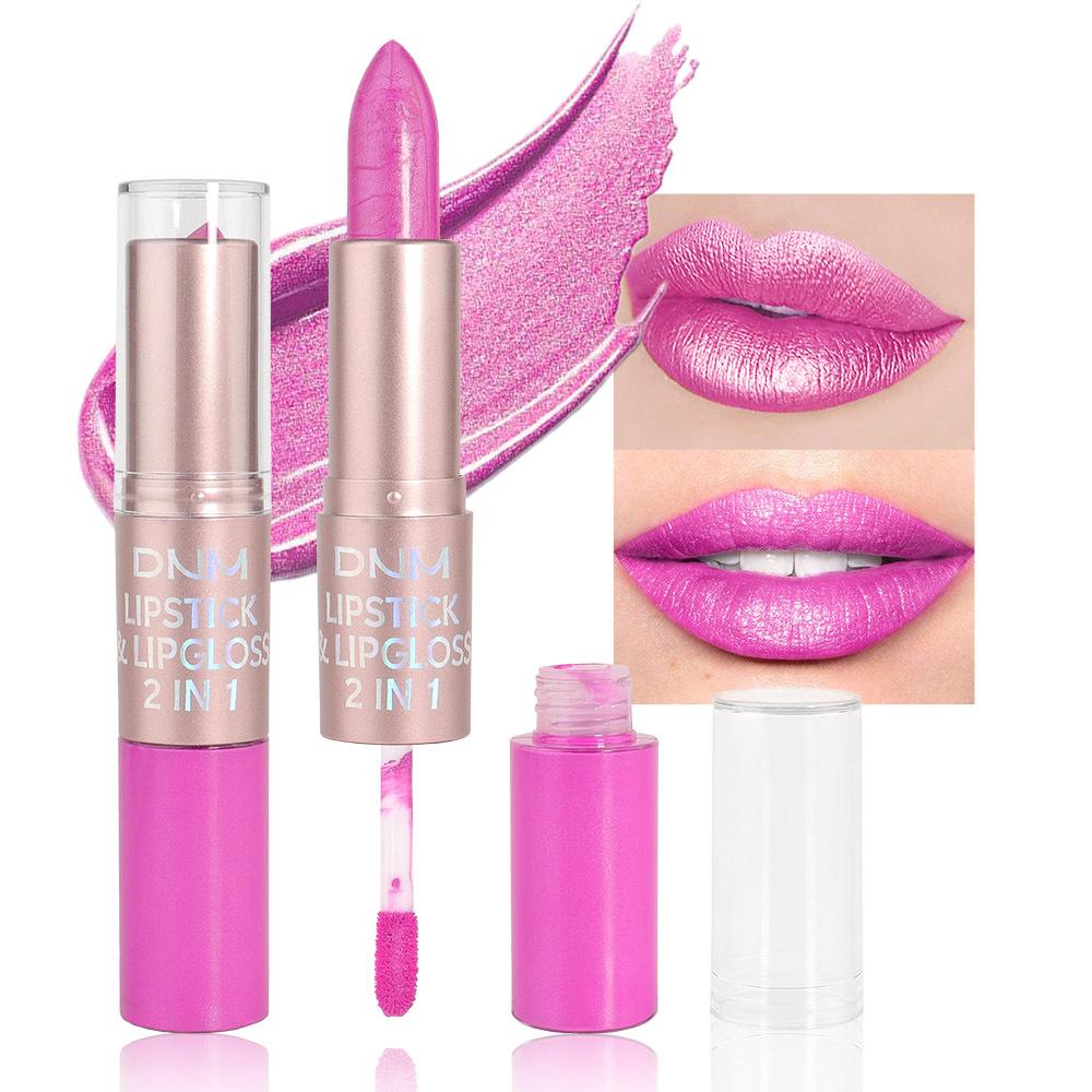 Помада и блеск для губ в двойном формате Нескользящая увлажняющая помада Стойкая и устойчивая к смазыванию жидкая помада
