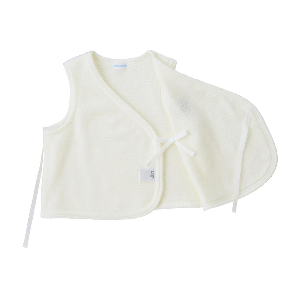 MIKI HOUSE Untwisted Yarn Short Vest for Boys and Made in Baby Girls, Newborn, Japan, Clothes, White, 50-70cm, 40-5716-498