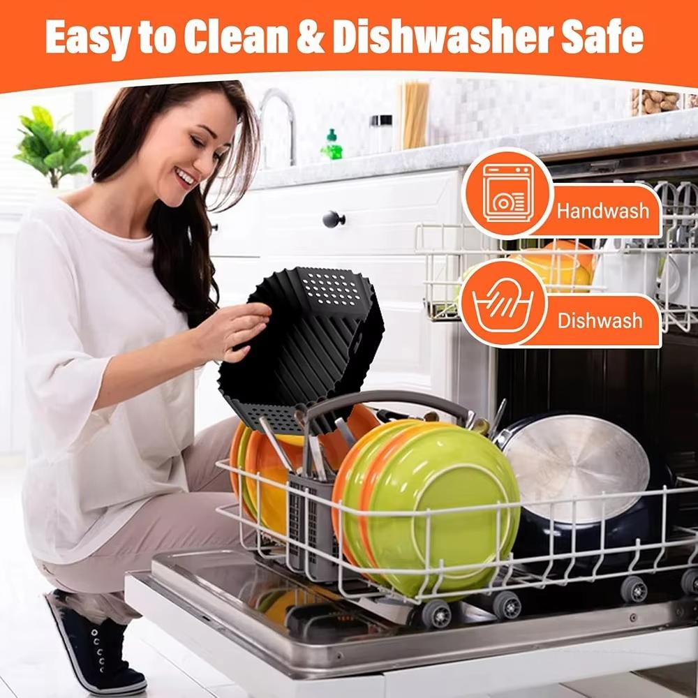 Силиконовые вкладыши для аэрофритюрницы для Ninja SL401/DZ201/DZ401/DZ550 Утолщенные Прямоугольные Аксессуары для аэрофритюрницы с корзиной для двойной укладки