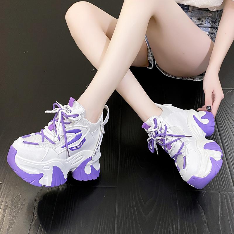 Модные осенние кроссовки для женщин Платформа 11 см Массивные повседневные туфли Высокое качество Женские теннисные кроссовки для ходьбы Толстая подошва