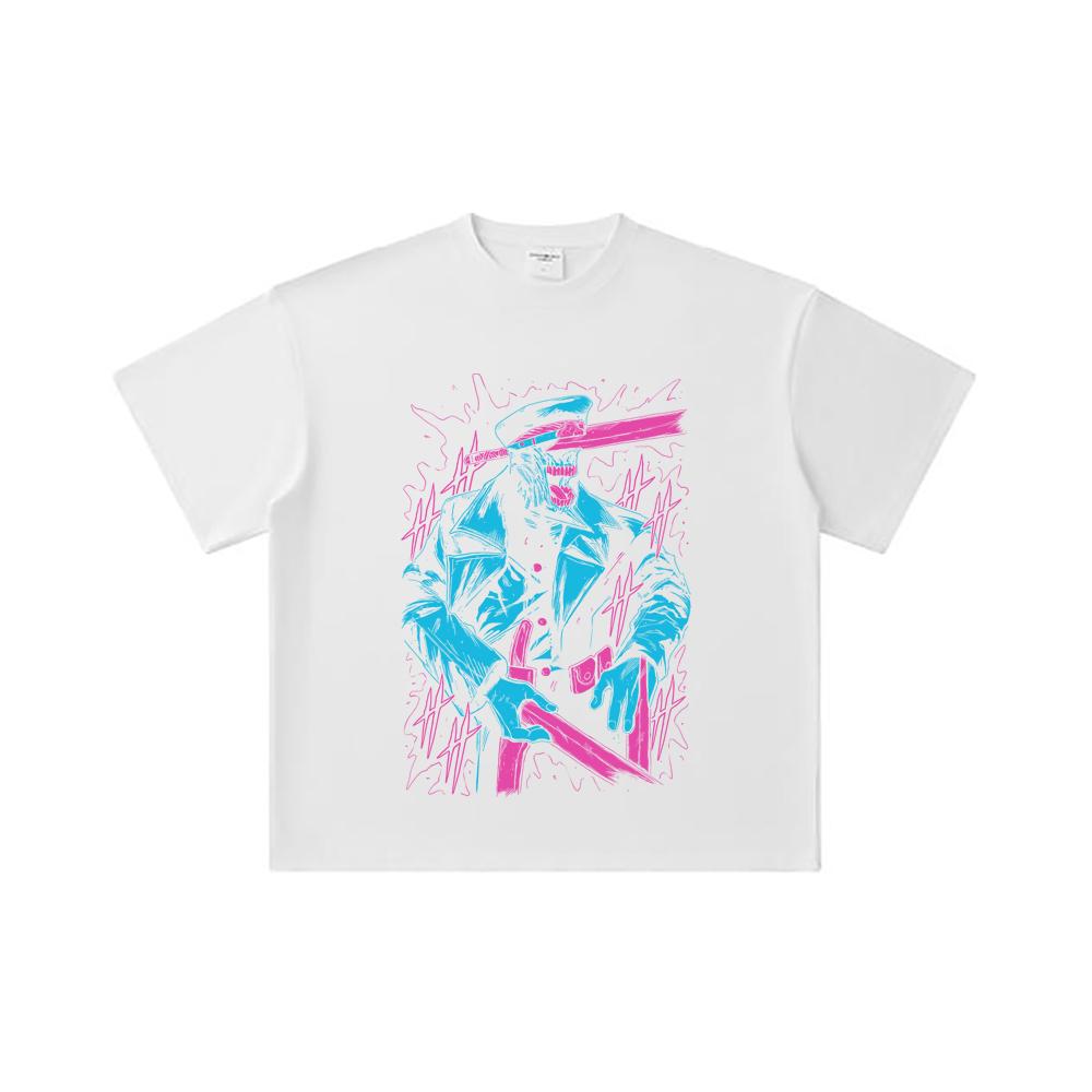 260 GSM Double Yarn 32 Count 100% Cotton Chainsaw Man V11 Katana Man Print Unisex Heavy Cotton T Shirt… More