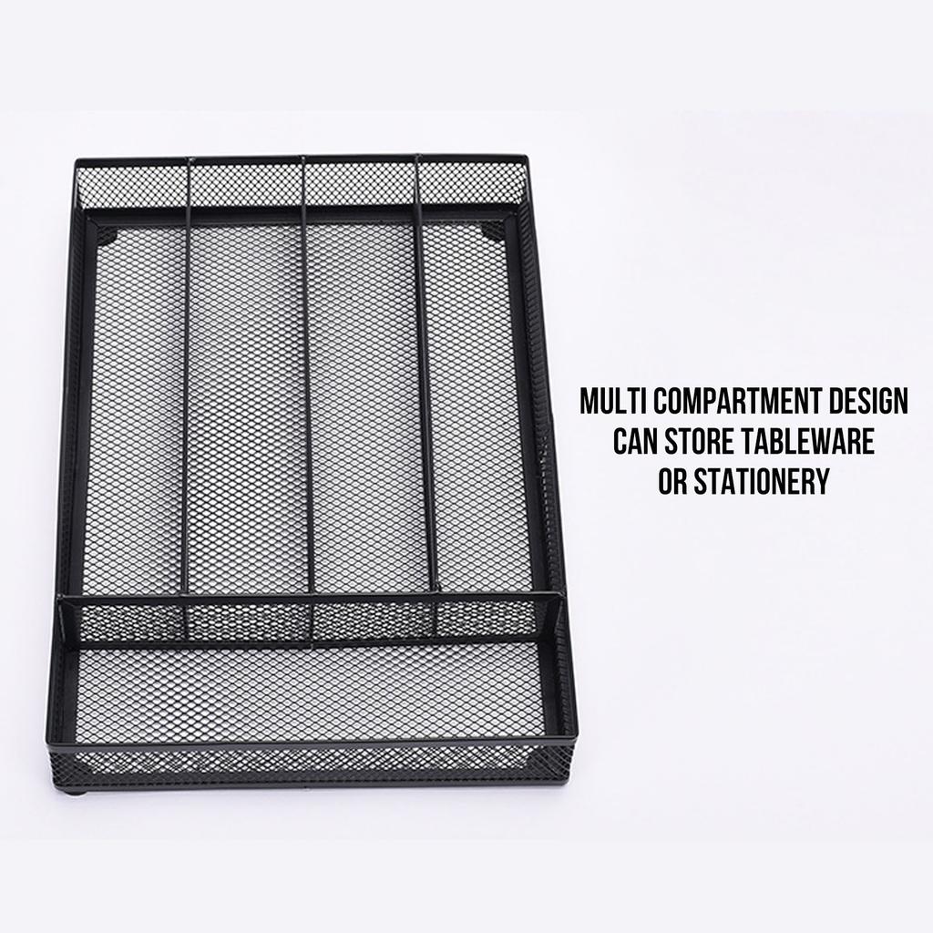 Kitchen Drawer   Carbon Steel Anti Slip Mesh Wire Utility Cutlery Tray Silverware Flatware Storage Divider for Spoons Forks