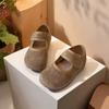 Girls Frosted Leather Mary Jane Shoes 2025 New Girls Shallow Mouth Birkenstock Shoes Mouth Velcro Doudou Shoes Single Shoes