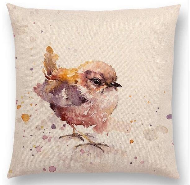 Exquisite Watercolor Lion Flowers Butterfly Lane Bird Wren Cushion Cover Ideal For Stylish Homes