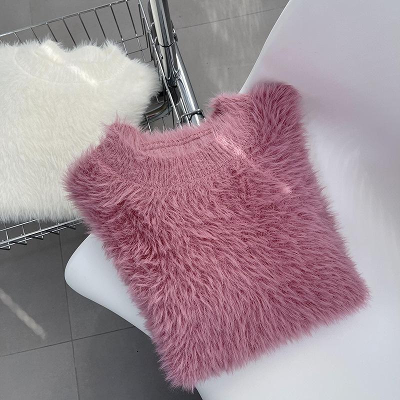 Молочный свитер, пуловер, женский зимний корейский свитер с круглым вырезом и длинными рукавами, повседневный ветер, тонкий, высококачественный, мягкий восковой свитер, женский пуловер