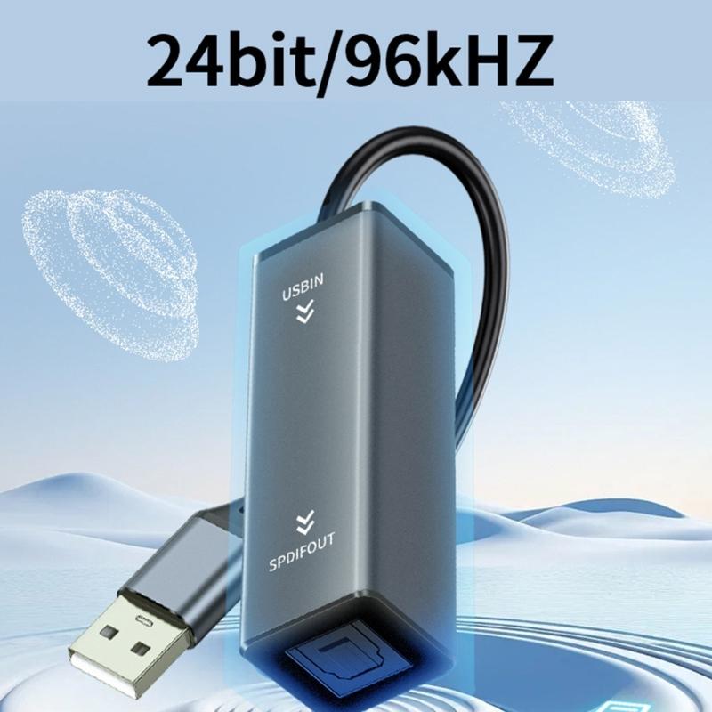 Portable 24Bit 96kHz USB Adapter for TV PC Laptop USB A To SPDIF Audios Converter Quick Installation