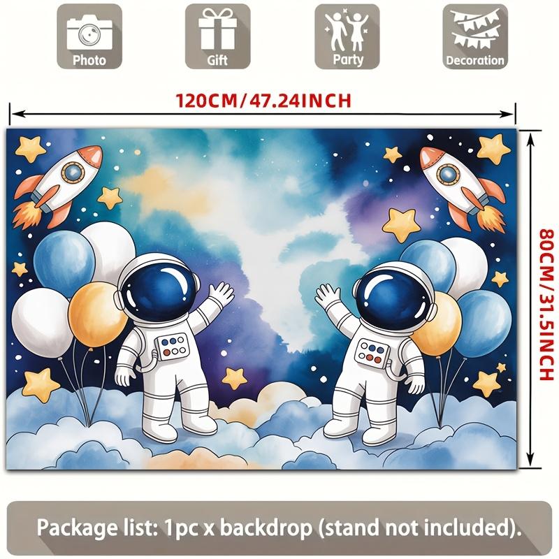 2D planar style, [Party Banner] 2D planar banner, 1-piece space astronaut rocketDJH