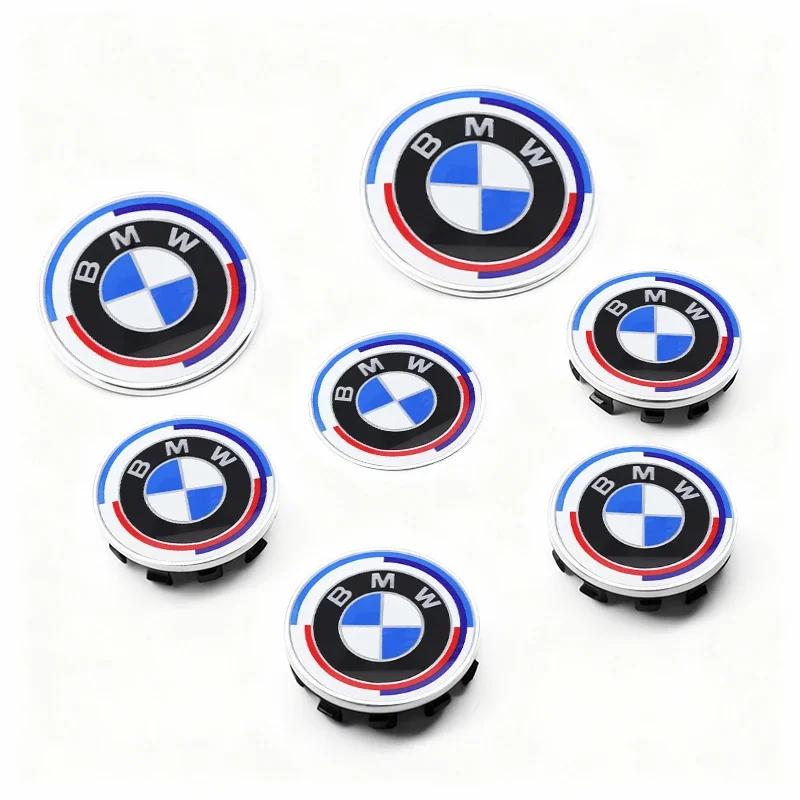 7Pcs For BMW M E30 F06 X5G05 G80 X3F25 E61 F16 G15 X5F25 F10 E71 Steering Wheel Sticker, Wheel Center Caps, Front & Rear Emblems