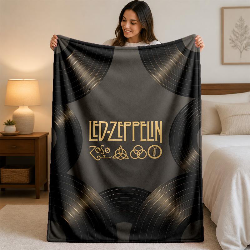 Фланелевое одеяло с принтом Led Zeppelin, уютное, легкое, плюшевое покрывало для кровати, дивана, домашнего использования