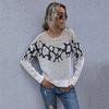 Vintage Fashion Elegant Casual Women's Fall Tops Zebra Print Long Sleeve Loose Sweater Women Autumn