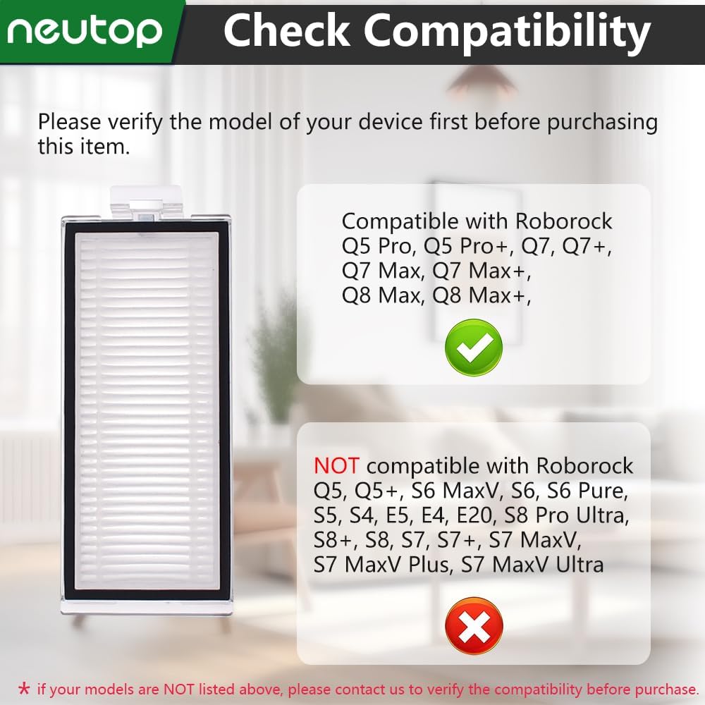 Сменные фильтры Neutop, совместимые с Roborock Q5 Pro/Pro+, Q7, Q7+, Q7 Max/Max+, Q8 Max/Max+, роботами-пылесосами и полотерами, 8 шт.