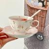 Розовый Кролик Cerc Набор Кофейной Чашки и Блюдца Afternoon Tea Милая Девушка Сердце Винтажный Корейский Sle Завтрак Столовые Приборы Набор